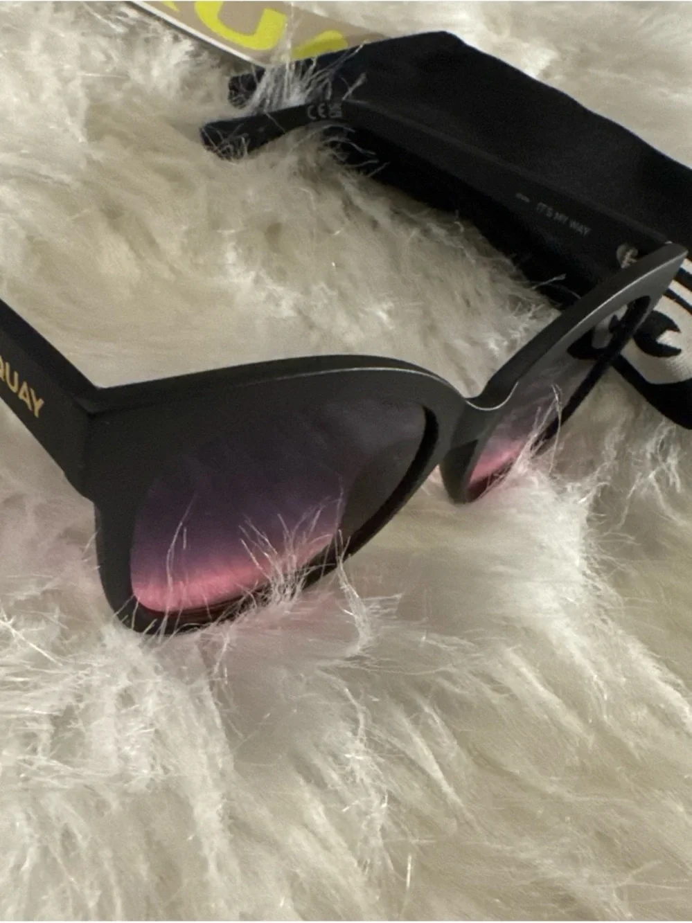 Quay Australia Matte Black Sunglasses with Purple Gradient Lenses